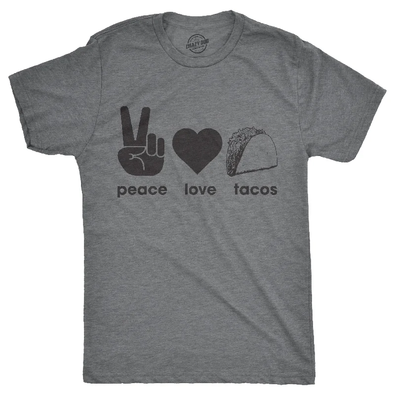 Custom T-Shirt For Couples Matching-Peace Love Tacos Men's T Shirt