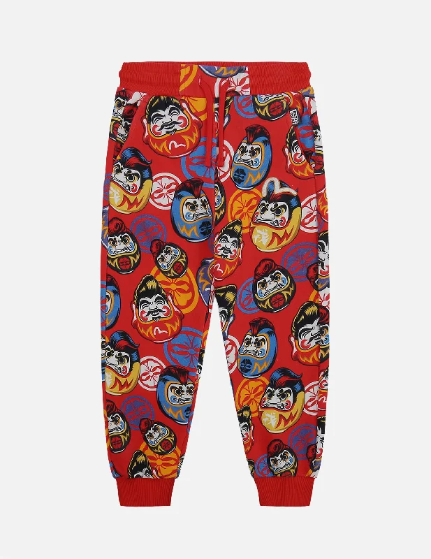 Custom Stretchy Pants For Comfort-Allover Pompadour Daruma Print Sweatpants