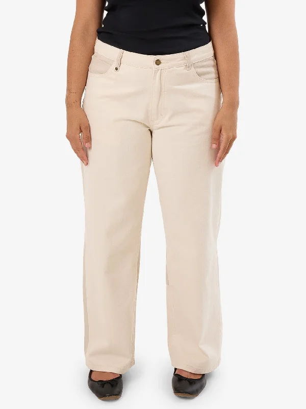 Custom Jogging Pants For Exercise-Pieces Billie Low Jean - Alabaster