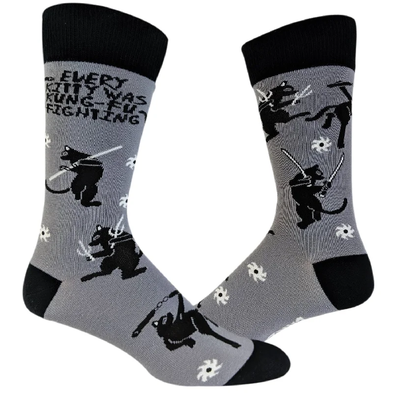 Personalized Socks For Comfortable Style-Mens Every Kitty Was Kung-Fu Fighting Socks