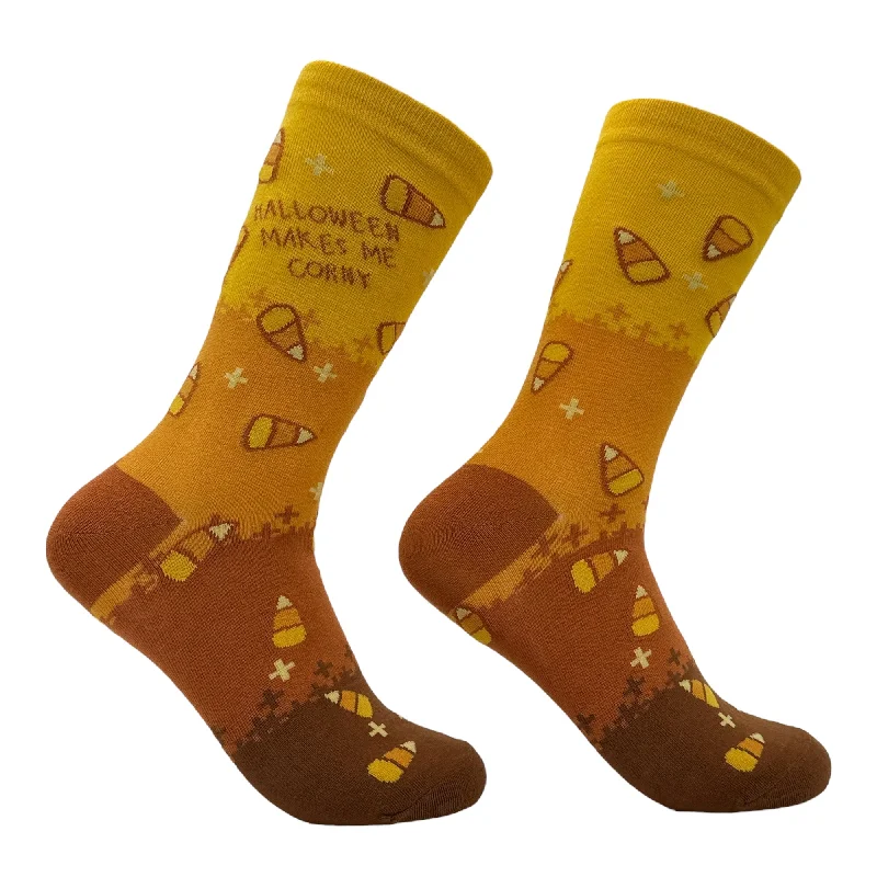 Personalized Socks For Active Apparel-Women's Halloween Makes Me Corny Socks