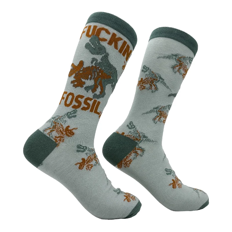 Custom Socks For Sports-Men's Fuckin Fossil Socks