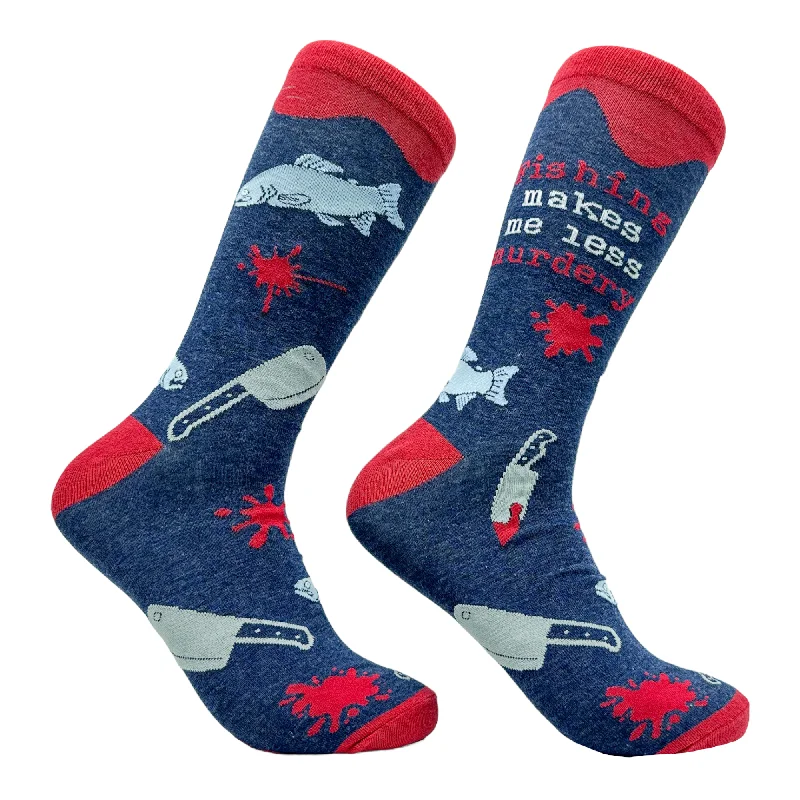 Custom Socks For Fashionable Footwear-Men's Fishing Makes Me Less Murdery Socks