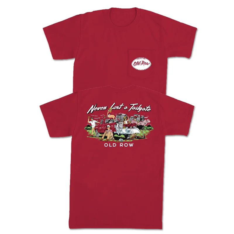 Funny Custom T-Shirt For Special Occasions-Never Lost A Tailgate Fayetteville Pocket Tee