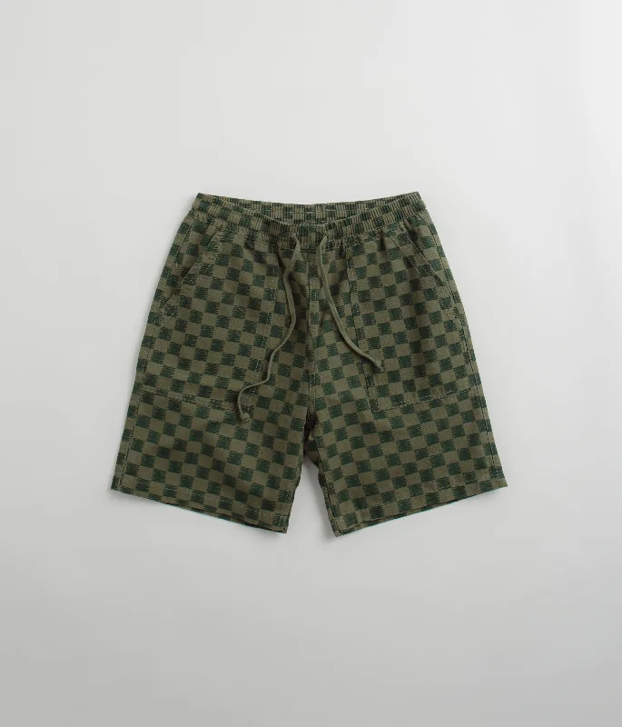 Custom Running Shorts For Women’s Fitness-Service Works Classic Chef Shorts - Green Checker