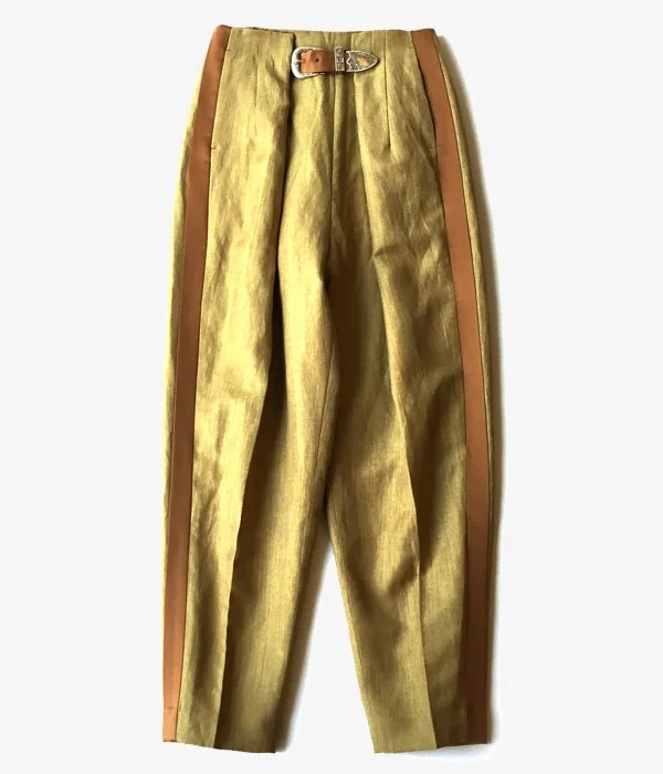 Custom Pants For College Students-TOGA PULLA/CHAMBRAY WOOL PANTS (BEIGE)