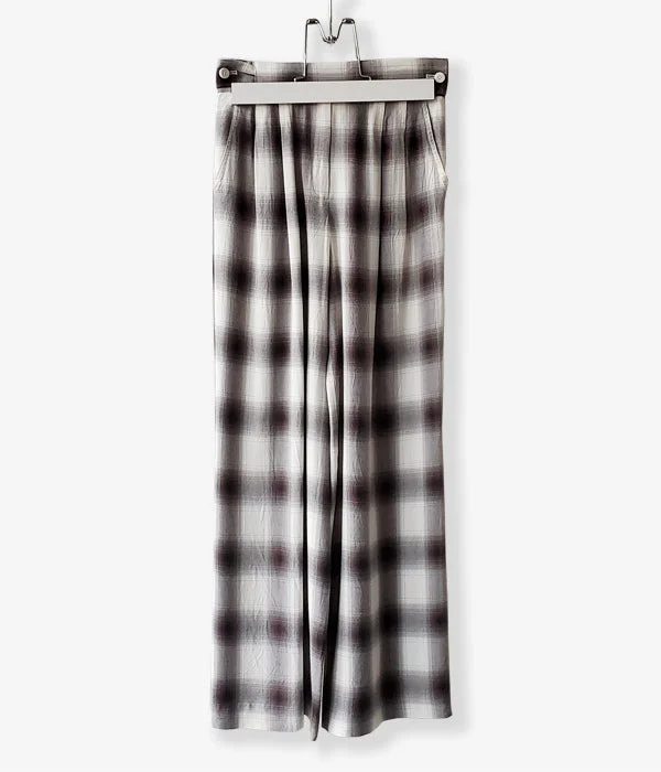 Personalized Pants For Formal Gatherings-PHEENY/RAYON OMBRE CHECK 2TUCK SLACKS(CHARCOAL)