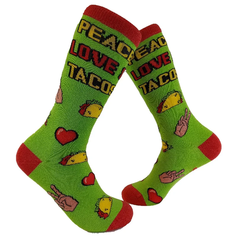 Custom Socks For Skiing-Womens Peace Love And Tacos Socks