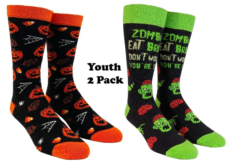 Custom Socks For Fitness Wear-Youth Halloween Socks Funny Zombie Pumpkin Scary Footwear