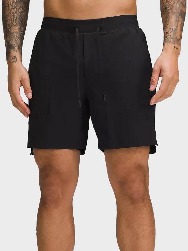 Custom Shorts For Special Days-LULULEMON BLACK LICENSE TO TRAIN SHORT 7" LINED