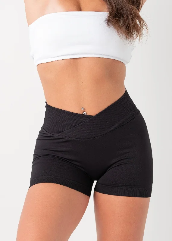 Custom Shorts With Unique Designs-ULTIMATE SEAMLESS SCRUNCH SHORTS 3.0 - BLACK