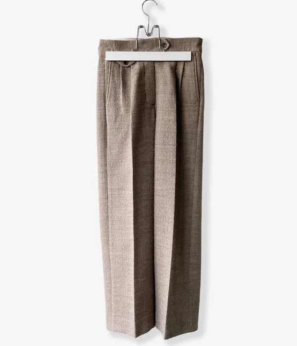 Custom Pants For Men-WRYHT/KNOTTED BACK PLEATED TROUSER(DUNE)