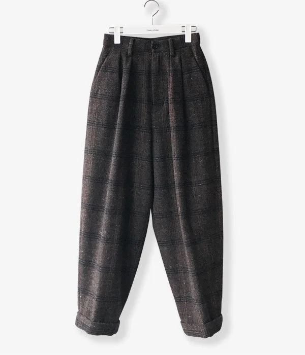 Custom Pants For Custom Prints-FUMIKA_UCHIDA/Plaid Nep Tweed/DAD PANTS(OLVBRN×CHARCOAL/size34)