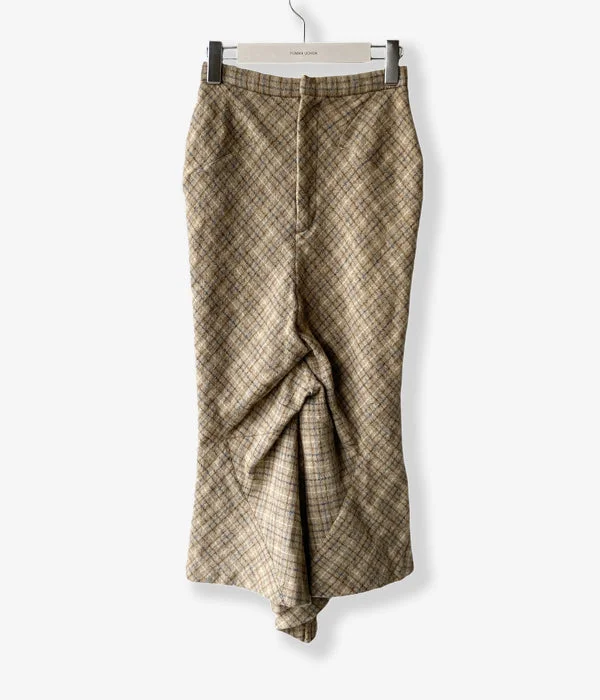 Custom Stretch Pants-FUMIKA_UCHIDA/PLAID TWEED HOBBLE SKIRT(PLAID BEIGE)