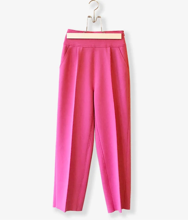 Custom Pants For Relaxed Fit-PHEENY/AMUNZEN HIGH WAIST TAPERED PANTS(PINK)