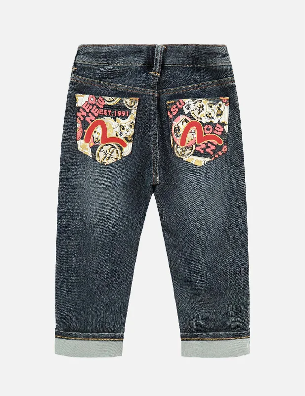 Personalized Pants For Daily Outfits-Daruma Buddies Print Pocket Jeans