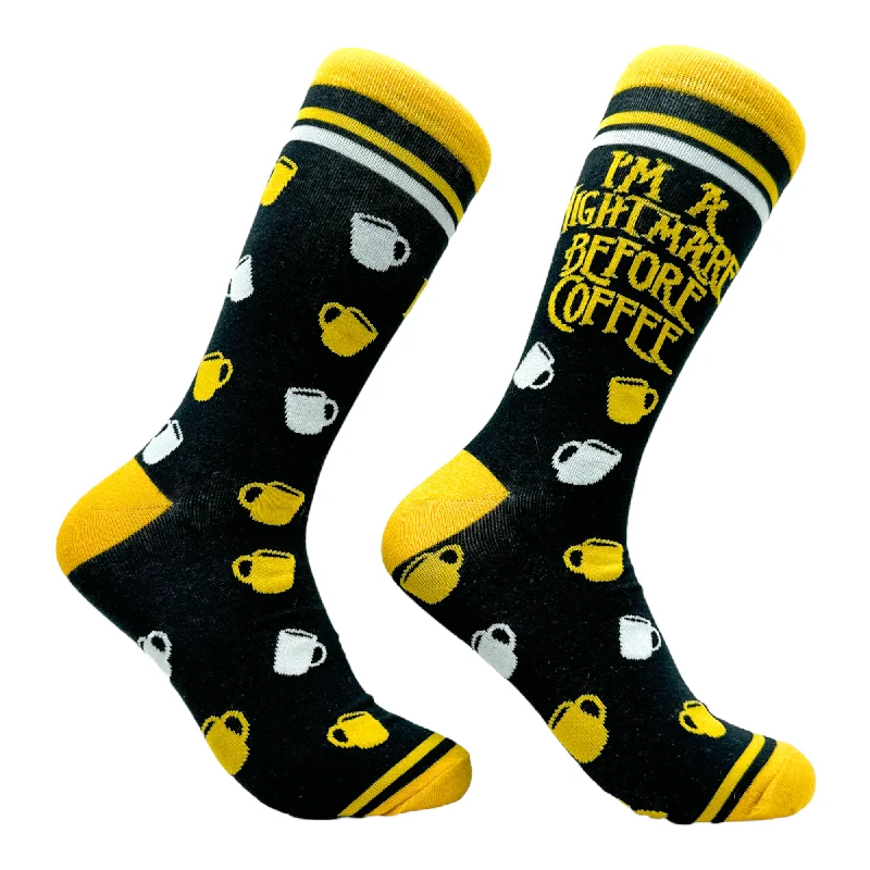 Custom Socks For Summer Break-Men's Im A Nightmare Before Coffee Socks