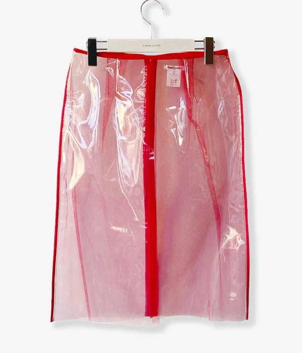 Personalized Pants For Yoga Studio-FUMIKA_UCHIDA/VINYL/TULLE BACK ZIPPED MIDI SKIRT(RED)