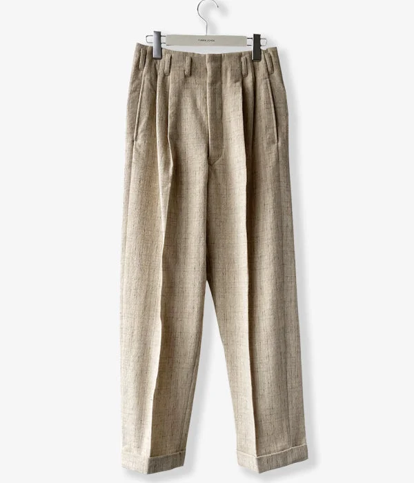 Personalized Pants For Formal Occasions-FUMIKA_UCHIDA/SPLASHED PATTERN WIDE TAPERED PANTS(OATMEAL)