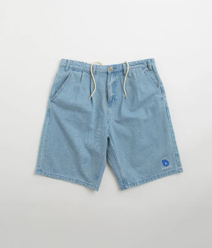 Custom Printed Sports Shorts For Men-Butter Goods x Blue Note Pleated Denim Shorts - Washed Indigo