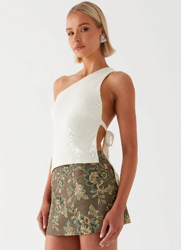 Custom Board Shorts For Surfers-Tonnie Floral Mini Skirt - Brown Floral