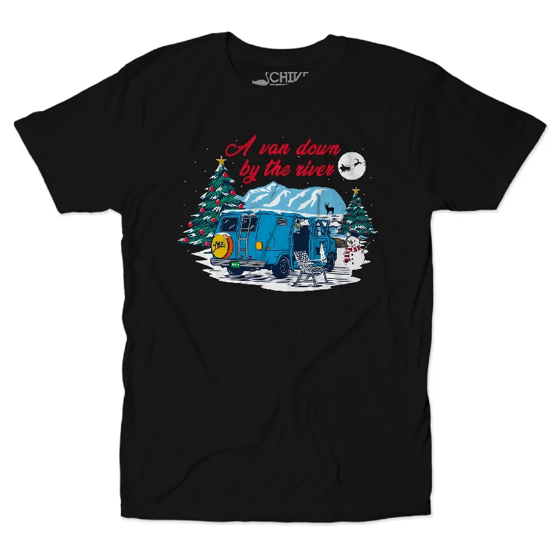 Custom T-Shirt For Sports Leagues-A Van Down By The River Christmas Edition Unisex Tee