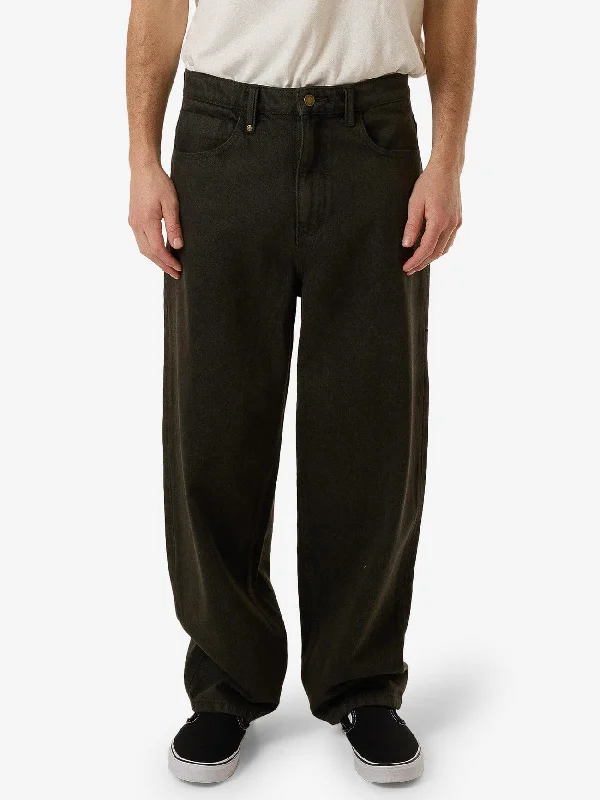 Custom Sports Pants For Athletes-Biggest Slacker Denim Jean - Dark Canteen