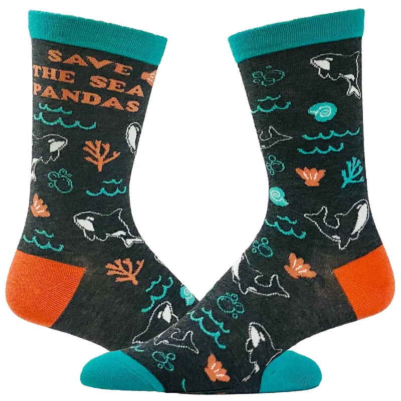 Personalized Socks For Office Wear-Women's Save The Sea Pandas Socks