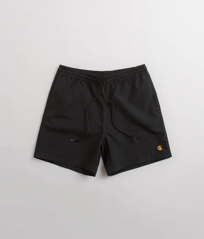 Custom Printed Sporty Shorts-Carhartt Chase Swim Trunks - Black / Gold