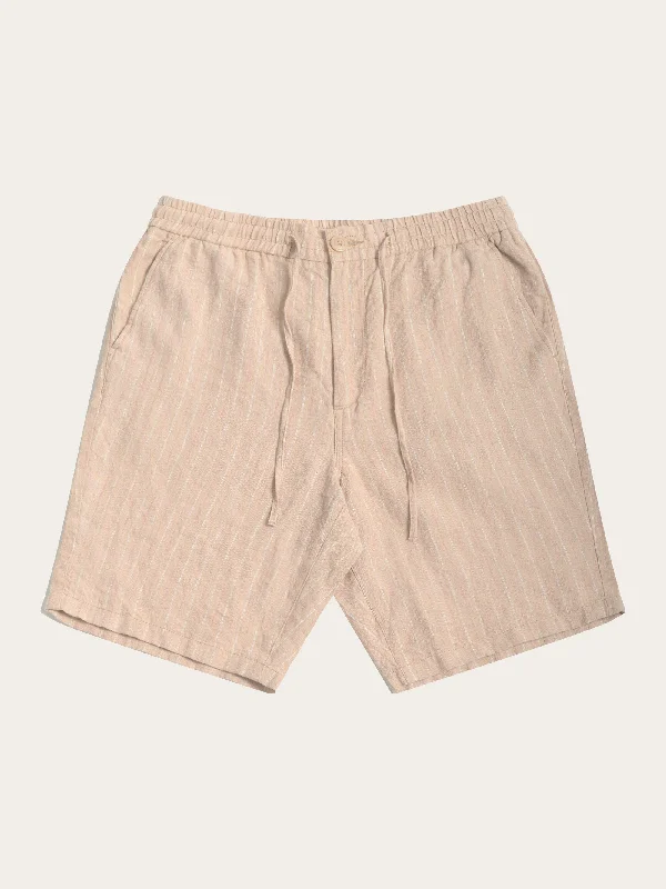 Personalized Sports Shorts With Pockets-Loose striped shorts - Beige stripe