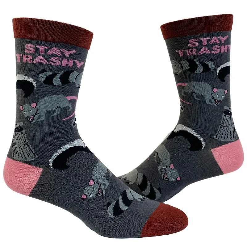 Custom Socks For Team Sports Apparel-Womens Stay Trashy Socks