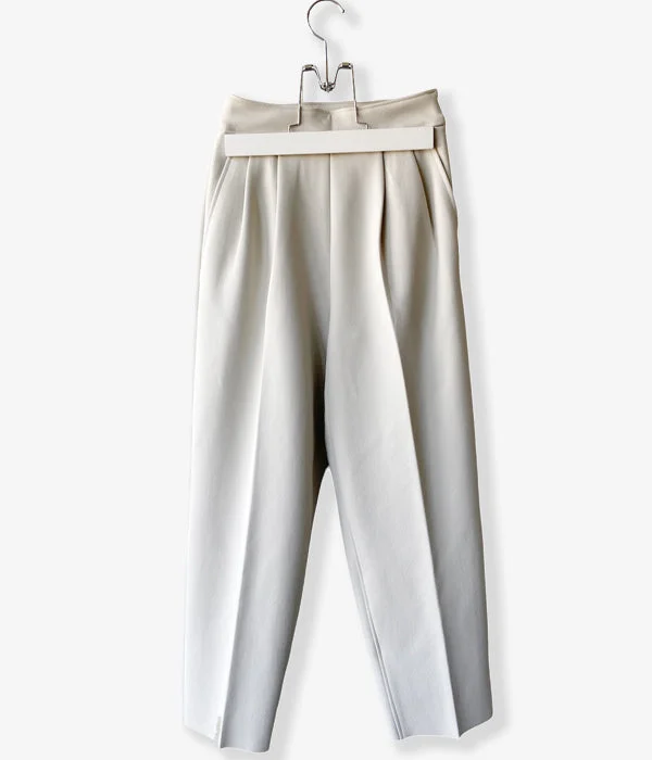 Custom Pants For Sports Fans-PHEENY/AMUNZEN HIGH WAIST TAPERED PANTS(ECRU)