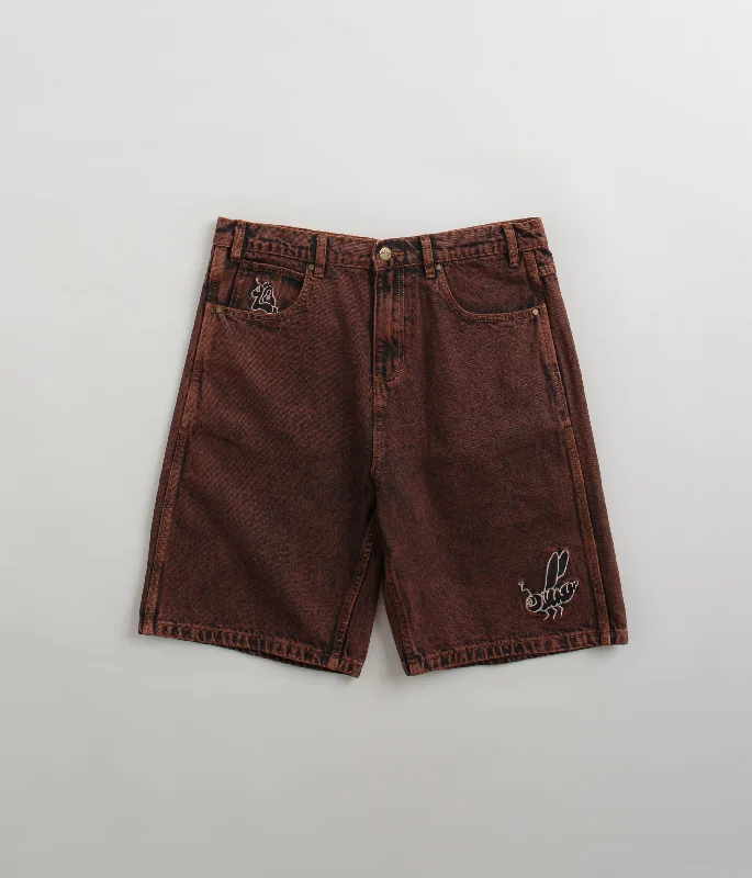 Custom Designed Shorts For Holidays-Butter Goods Critter Baggy Denim Shorts - Brick