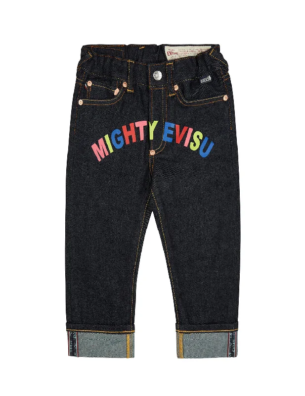 Custom Pants For Outdoor Activities-Seagull and Slogan Regular Fit Denim Jeans