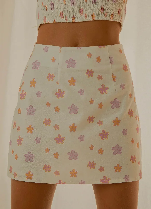 Custom Shorts For Fitness Gear-Morning Market Linen Mini Skirt - Pink Wild Poppies