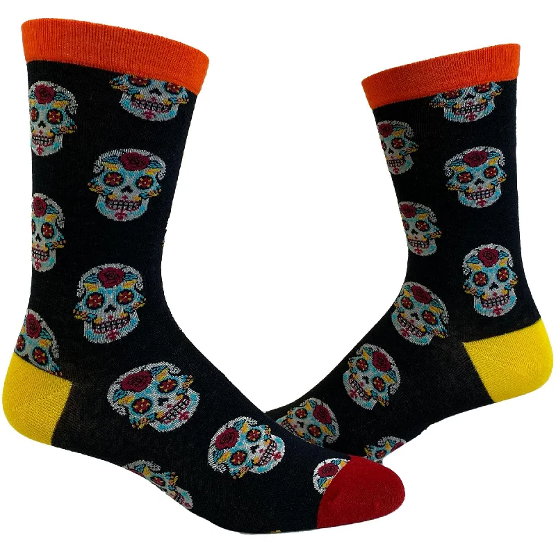 Custom Socks For Group Events-Mens Sugar Skull Socks