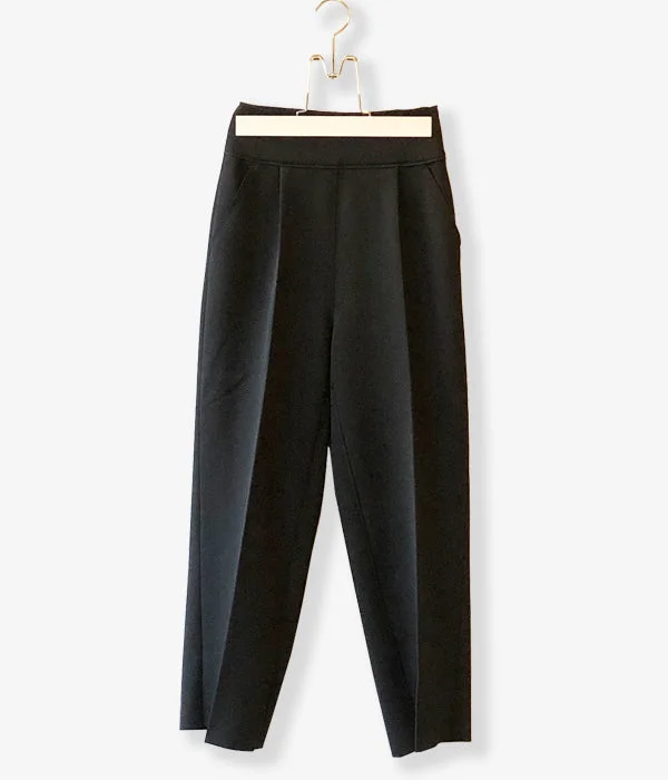 Custom Pants For Family Outings-PHEENY/AMUNZEN HIGH WAIST TAPERED PANTS(BLACK)