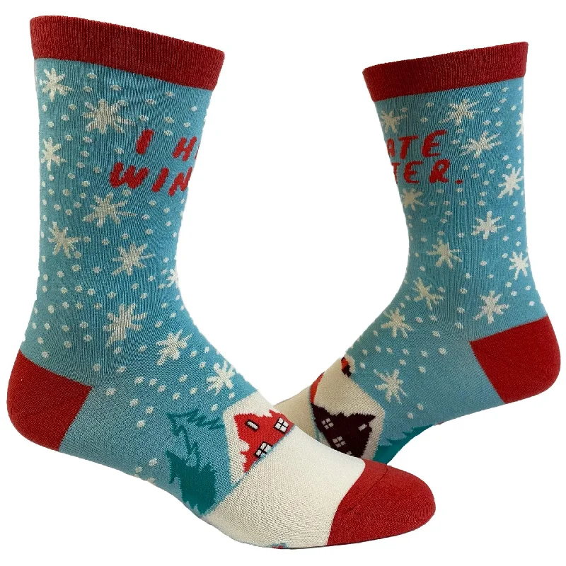 Personalized Socks For Team Photos-Mens I Hate Winter Socks