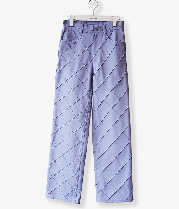 Custom Pants For Casual Outings-FUMIKA_UCHIDA/PLAID PINTUCK-BIAS WIDE PANTS(LILAC/size36)