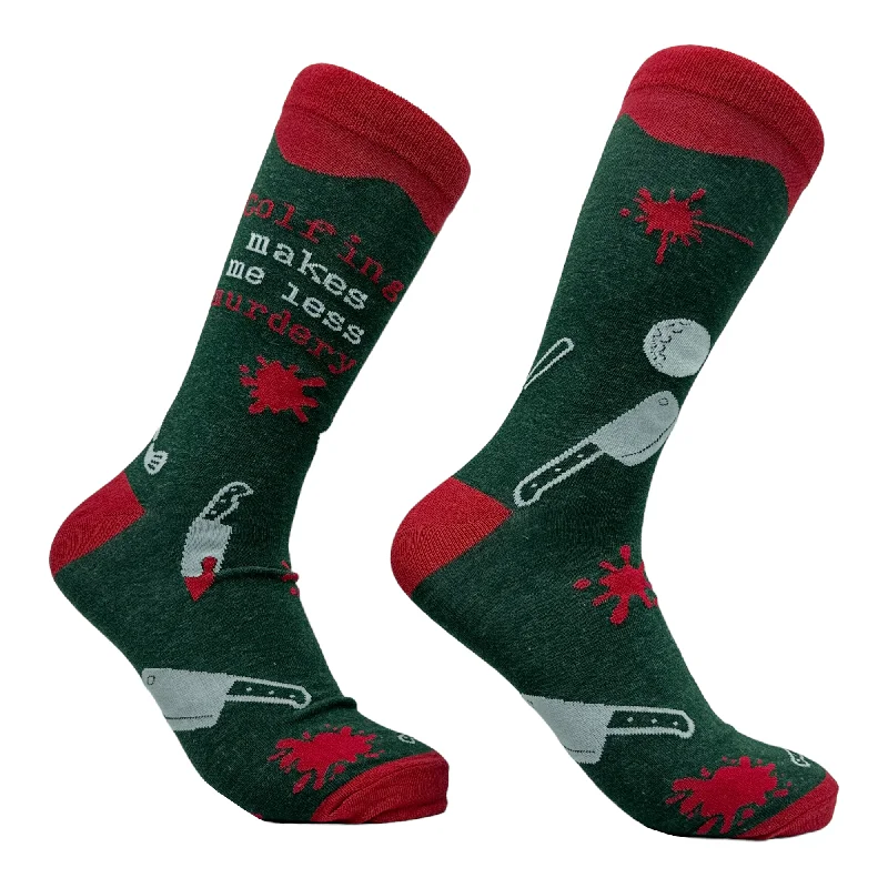 Personalized Socks For Women’s Fashion-Men's Golfing Makes Me Less Murdery Socks