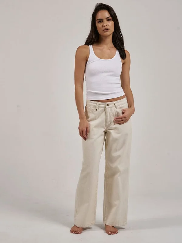 Personalized Pants For Fitness Gear-Billie Low Baggie Jean - Heritage White