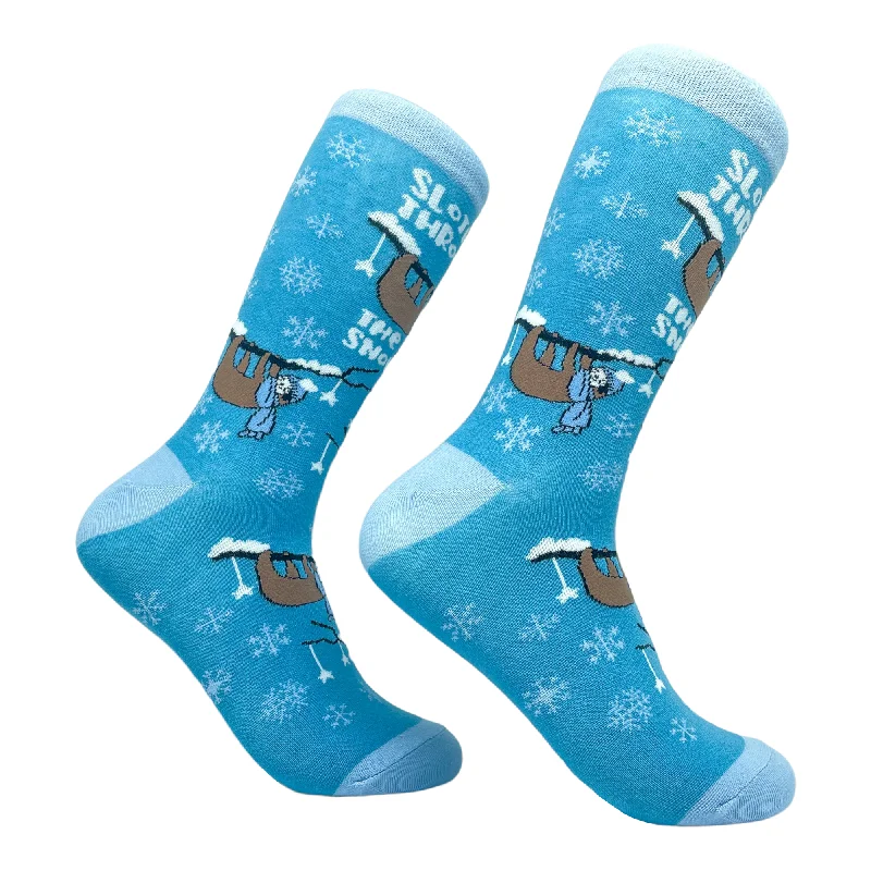 Personalized Socks For Spring Outfits-Womens Slothing Through The Snow Socks