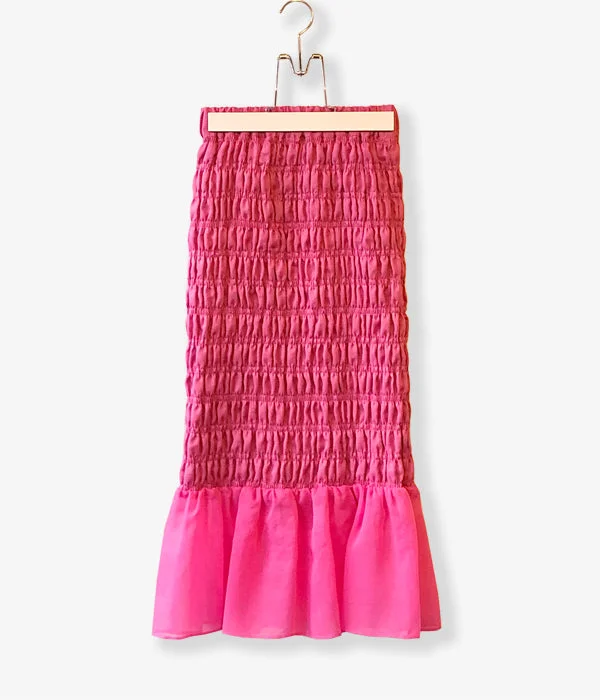 Custom Pants For Spring Weather-PHEENY/ORGANDIE SHIRRING SKIRT(PINK)