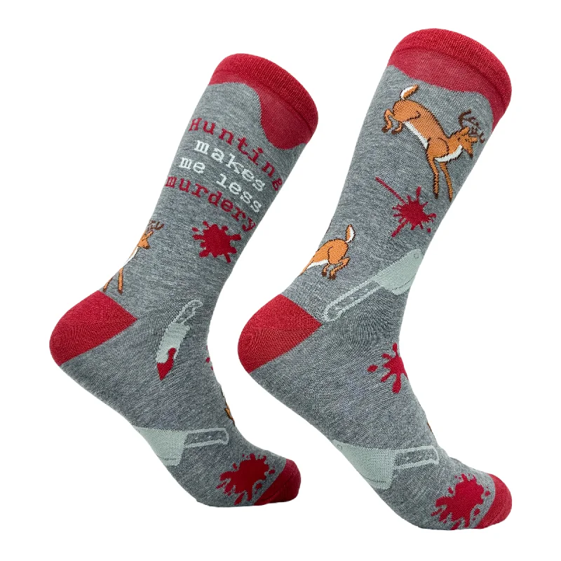 Custom Socks For Adventure Travel-Men's Hunting Makes Me Less Murdery Socks