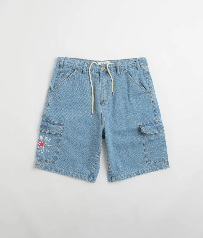 Custom Shorts For Picnic Days-Cash Only Athletics Denim Shorts - Washed Indigo