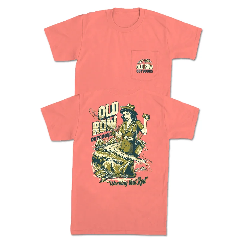 T-Shirt With Custom Quote Design-Old Row Outdoors Bass Girl Pocket Tee