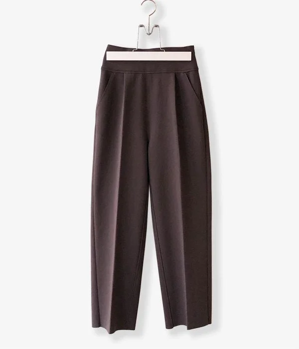 Custom Pants For Spring Weather-PHEENY/AMUNZEN HIGH WAIST TAPERED PANTS(CHOCOLATE)