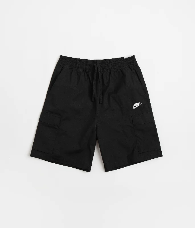 Custom Printed Running Shorts-Nike Club Cargo Shorts - Black / White