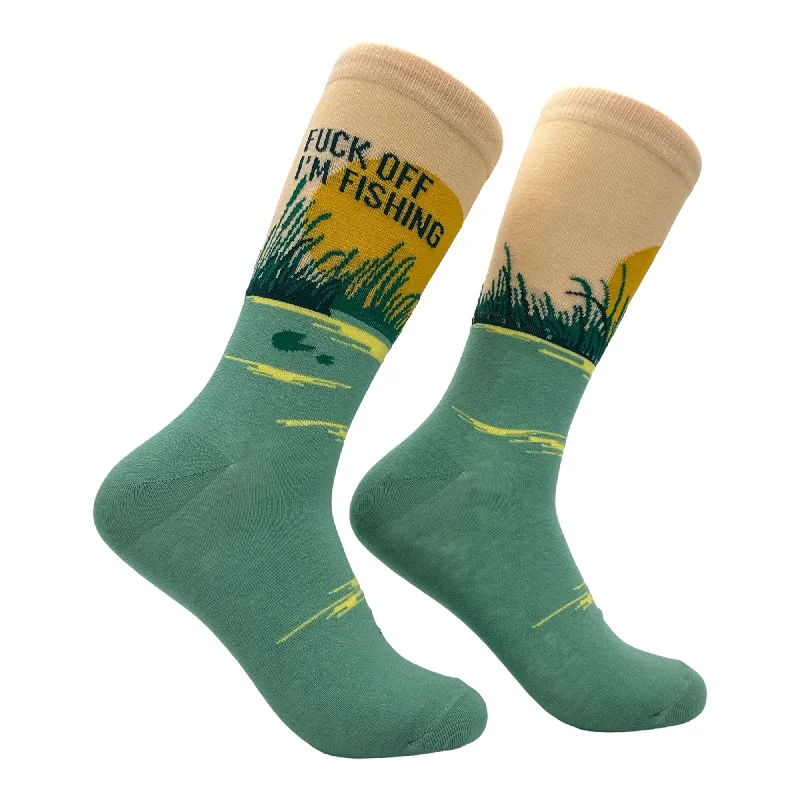 Custom Socks For Fitness-Men's Fuck Off Im Fishing Socks