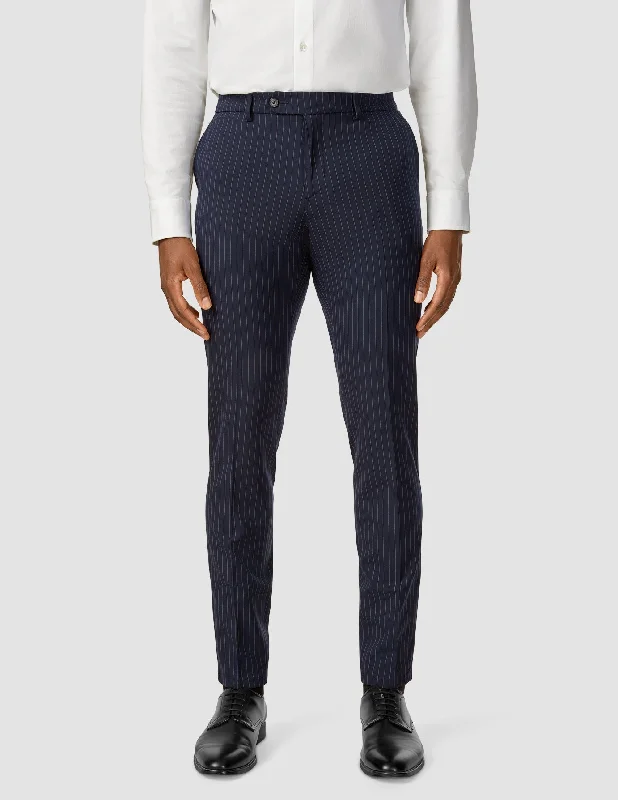 Custom Pants For Streetwear-Essential Suit Pants Slim Navy Pinstripe